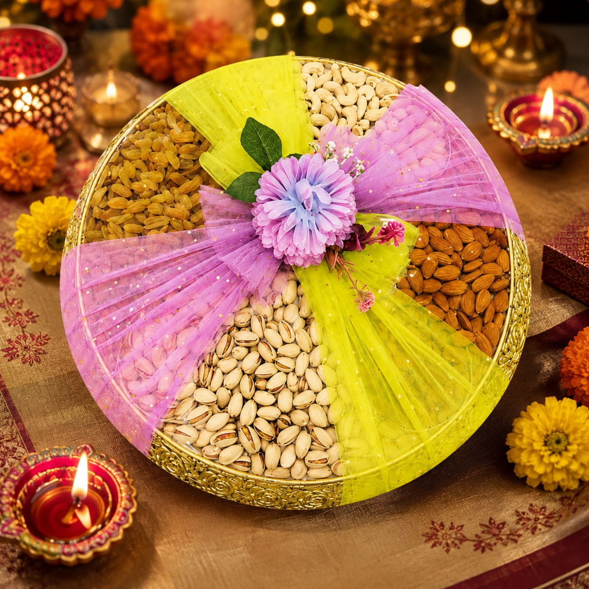 Delhi Wale Floral Premium Dry Fruit Platter