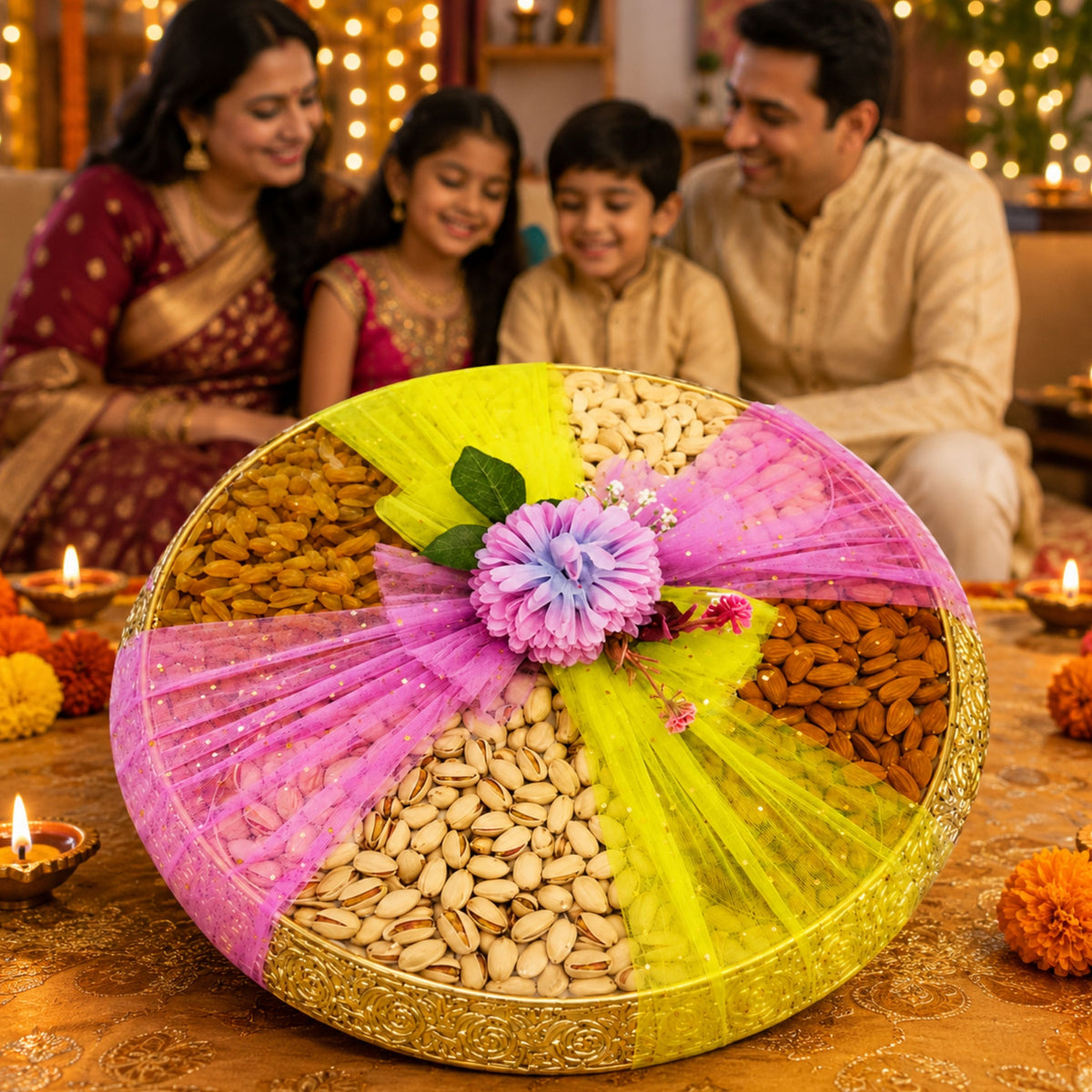 Delhi Wale Floral Premium Dry Fruit Platter