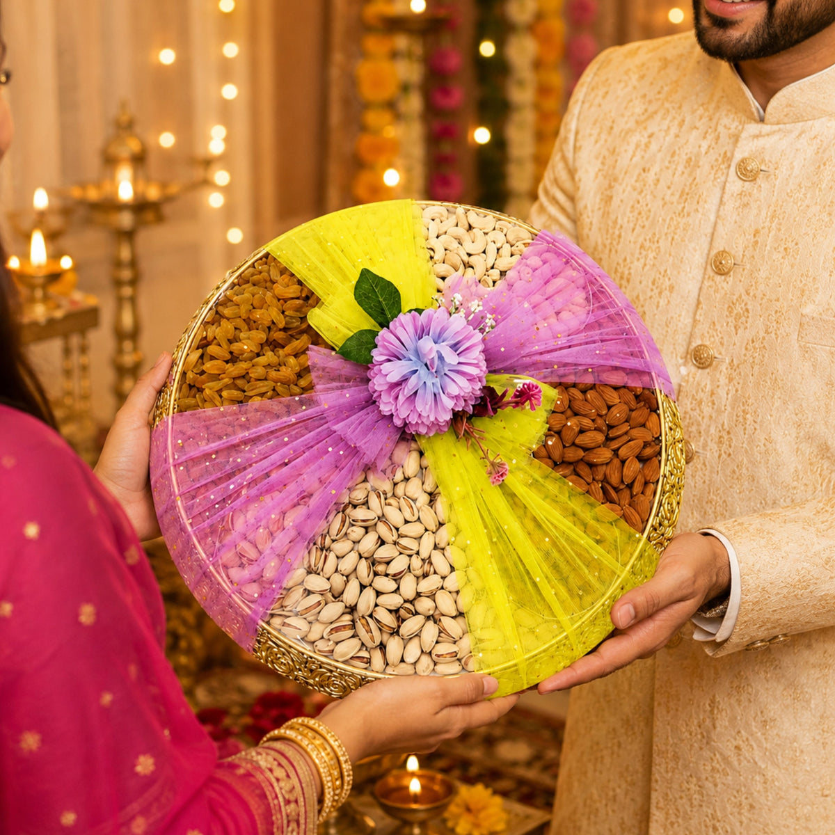Delhi Wale Floral Premium Dry Fruit Platter