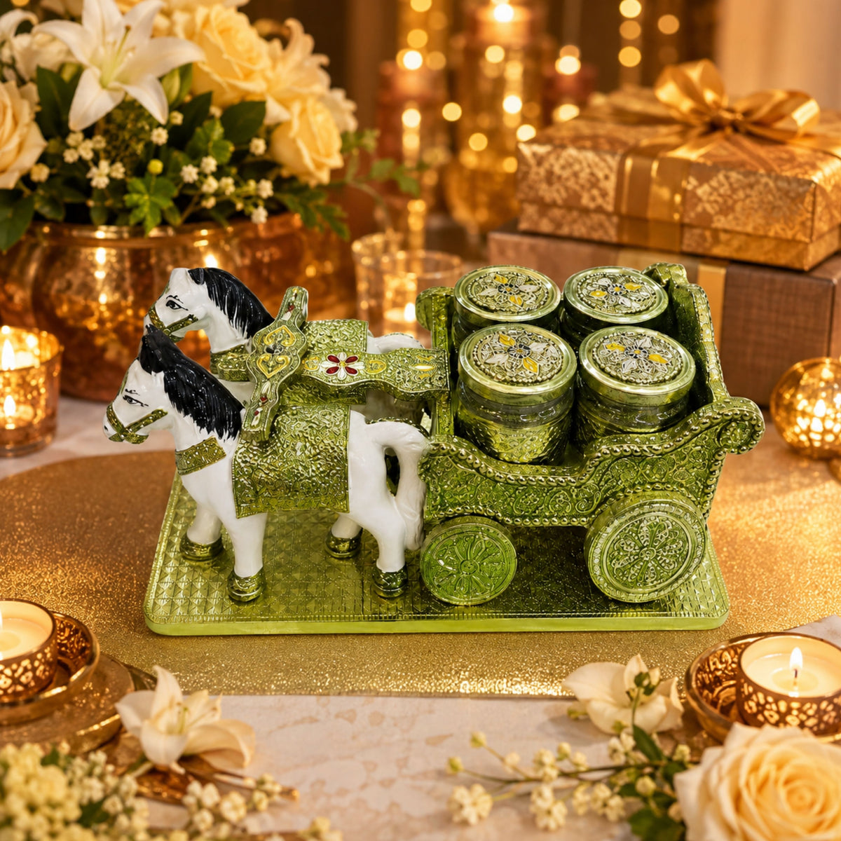 Delhi Wale Royal Horse Carriage Dry Fruit Jar Set