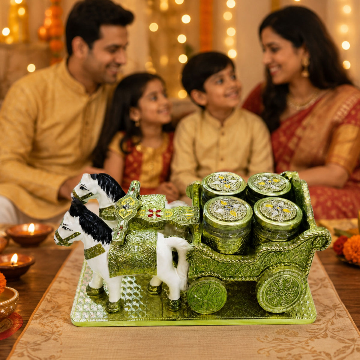 Delhi Wale Royal Horse Carriage Dry Fruit Jar Set