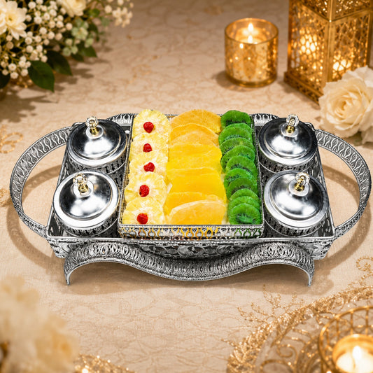 Delhi Wale Royal Silver Dry Fruit & Exotic Fruit Gift Set